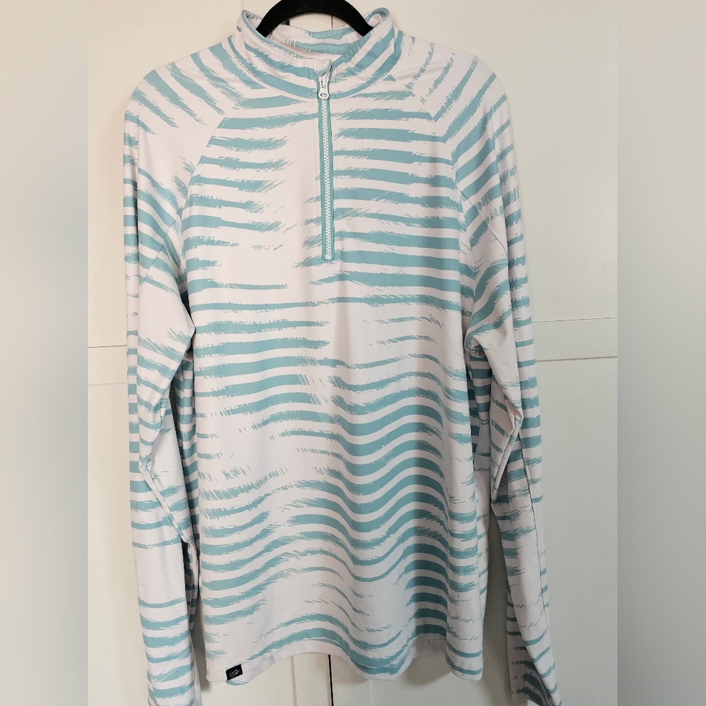 Sunday Swagger Men's L Morning Dew Golf Performance 1/4 Zip Pullover Top Teal